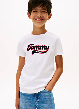 Tommy Hilfiger Baskılı Beyaz Erkek Çocuk T-Shirt KB0KB10118YBR