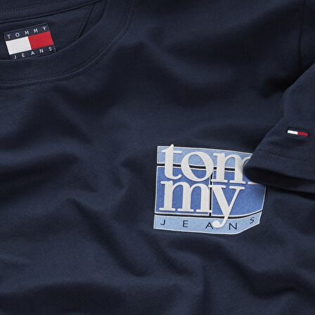 TOMMY HILFIGER Erkek Marka Logolu Bisiklet Yakalı Pamuklu Lacivert T-Shirt DM0DM22127 C1G