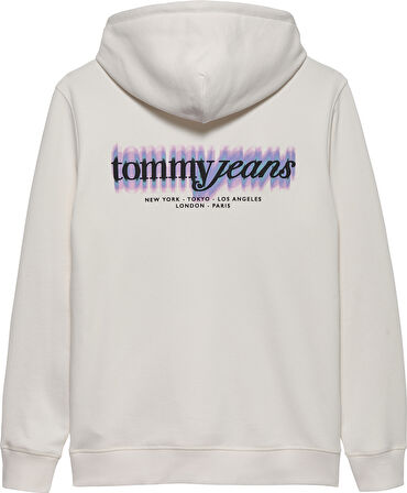 TJM REG BLUR SCRPT BCK HOOD EXT Erkek Beyaz Kazak - DM0DM22112