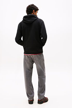 Erkek Logo Baskılı Kapüşonlu Sweatshirt – Siyah | XS