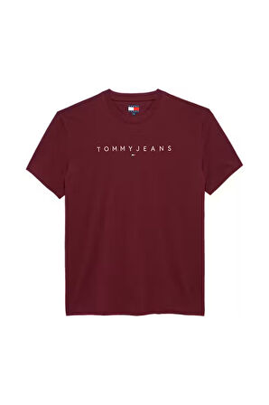 Erkek Bisiklet Yaka Logo Baskılı T-Shirt - Bordo | S