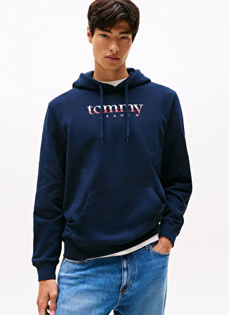 Tommy Jeans Kapüşon Yaka Lacivert Erkek Sweatshırt DM0DM22113C1G TJM REG DNA HOODIE EX