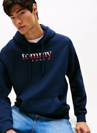 Tommy Jeans Kapüşon Yaka Lacivert Erkek Sweatshırt DM0DM22113C1G TJM REG DNA HOODIE EX