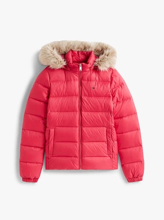 TOMMY HILFIGER Kadın Marka Logolu Kapüşonlu Şık Görünümlü Full Fermuarlı Günlük Kullanıma Uygun Kırmızı3 Mont DW0DW18312 XI5