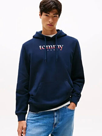 TOMMY HILFIGER Erkek Marka Logolu Kapüşonlu Şık Görünüşlü Lacivert Sweatshirt DM0DM22113 C1G