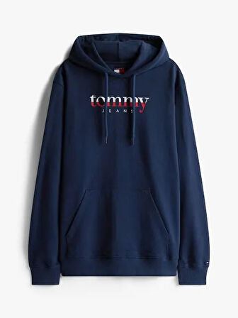 TOMMY HILFIGER Erkek Marka Logolu Kapüşonlu Şık Görünüşlü Lacivert Sweatshirt DM0DM22113 C1G