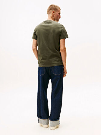 TOMMY HILFIGER Erkek Marka Logolu Organik Pamuklu Bisiklet Yakalı Günlük Kullanıma Uygun Yeşil T-Shirt DM0DM21977 MRH