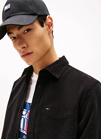 Tommy Jeans Regular Fit Siyah Düz Erkek Gömlek DM0DM22021BDS TJM REG BABY CORD SHI