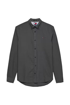 Erkek Regular Fit Düğmeli Yaka Oxford Gömlek - Siyah | S