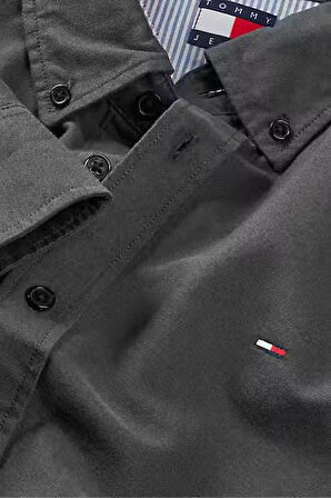 Erkek Regular Fit Düğmeli Yaka Oxford Gömlek - Siyah | S