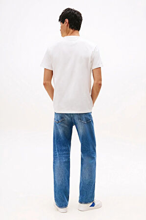 Erkek Bisiklet Yaka Logo Baskılı T-Shirt - Ekru | S