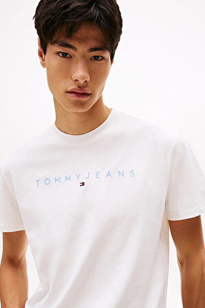 Erkek Bisiklet Yaka Logo Baskılı T-Shirt - Ekru | L