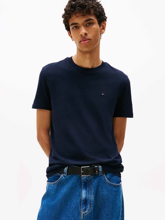 TOMMY HILFIGER Erkek Marka Etiketli Bisiklet Yaka Ve Kısa Kollu Şık Görünüşlü Günlük Kullanıma Uygun Beyaz T-Shirt DM0DM20687 0XR