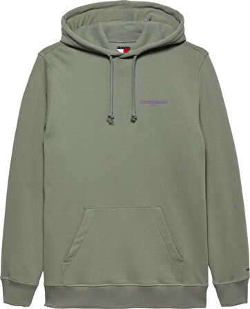 TJM REG BLUR SCRPT BCK HOOD EXT Erkek Yeşil Kazak - DM0DM22112