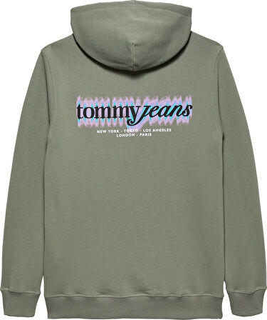 TJM REG BLUR SCRPT BCK HOOD EXT Erkek Yeşil Kazak - DM0DM22112