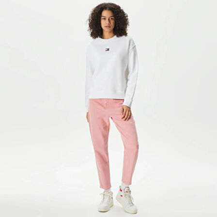 Tommy Hilfiger TJW Armalı Kutu Kesim Bisiklet Yaka Kadın Beyaz Kazak DW0DW17325YBH