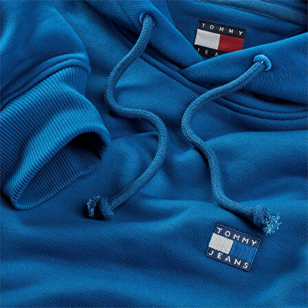 TJM REG BADGE HOODIE EXT Erkek Mavi Kazak - DM0DM20258