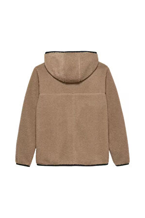 Erkek Kapüşonlu Fermuarlı Pelüş Sweatshirt - Kahverengi | L