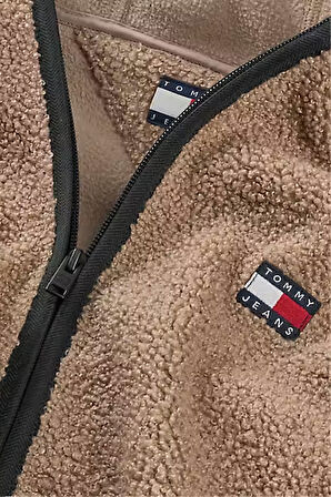 Erkek Kapüşonlu Fermuarlı Pelüş Sweatshirt - Kahverengi | L