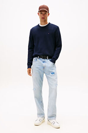 Erkek Slim Fit Bisiklet Yaka Dokulu Triko Kazak - Lacivert | XS