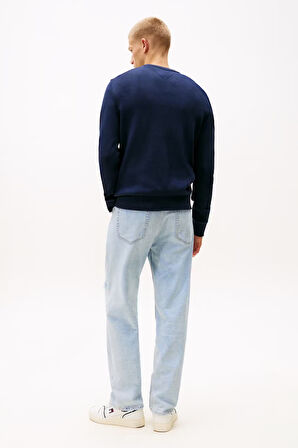 Erkek Slim Fit Bisiklet Yaka Dokulu Triko Kazak - Lacivert | XS