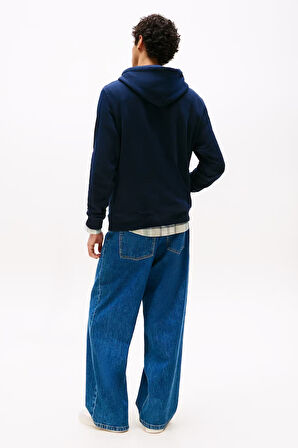 Erkek Regular Fit Yazı Baskılı Kapüşonlu Sweatshirt - Lacivert | XS