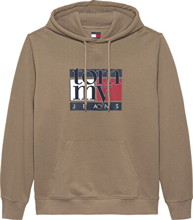 TOMMY HILFIGER Erkek Marka Logolu Kapüşonlu Şık Görünüşlü Bej Sweatshirt DM0DM22092 AFE