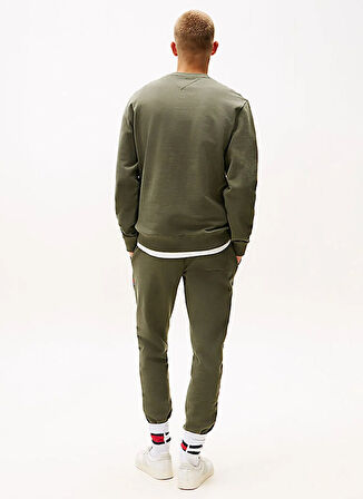 Tommy Jeans Haki Erkek Regular Fit Baskılı Sweatshirt DM0DM22093MRH TJM REG RWB FLAG CREW