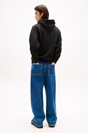 Erkek Logo Baskılı Kapüşonlu Sweatshirt – Siyah | XS