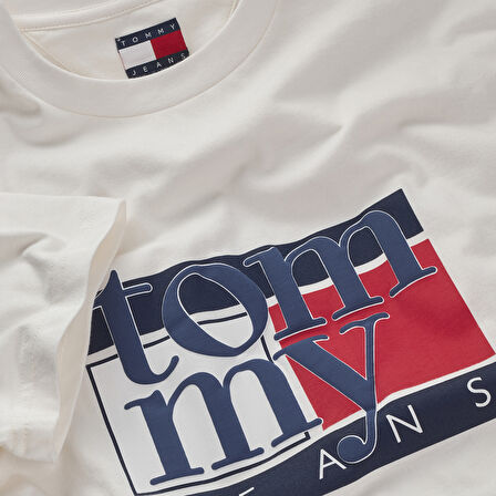 TOMMY HILFIGER Erkek Marka Logolu Organik Pamuklu Bisiklet Yakalı Günlük Kullanıma Uygun BBeyazZ T-Shirt DM0DM21977 YBH