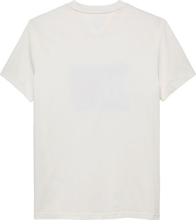 TOMMY HILFIGER Erkek Marka Logolu Organik Pamuklu Bisiklet Yakalı Günlük Kullanıma Uygun BBeyazZ T-Shirt DM0DM21977 YBH