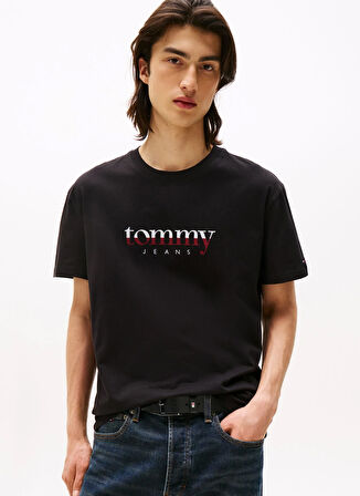Tommy Jeans Bisiklet Yaka Baskılı Siyah Erkek T-Shirt DM0DM21978BDS TJM REG DNA TEE EXT