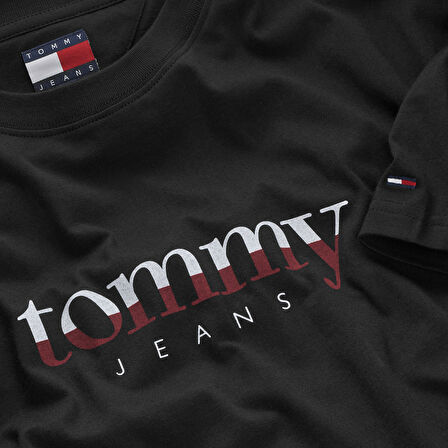 TOMMY HILFIGER Erkek Marka Logolu Bisiklet Yakalı Pamuklu Siyah T-Shirt DM0DM21978 BDS