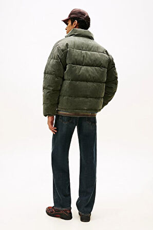 Erkek Rahat Kalıp Fitilli Kadife Şişme Mont - Haki | M