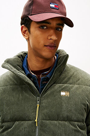 Erkek Rahat Kalıp Fitilli Kadife Şişme Mont - Haki | M