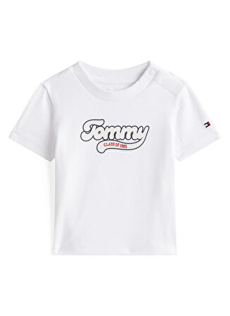 Tommy Hilfiger Baskılı Beyaz Bebek T-Shirt KN0KN02055YBR