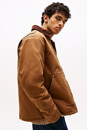 Erkek Kadife Yakalı Gabardin İş Ceketi - Kahverengi | M