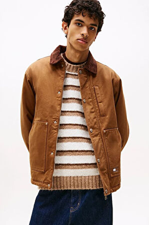 Erkek Kadife Yakalı Gabardin İş Ceketi - Kahverengi | L