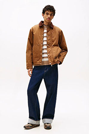 Erkek Kadife Yakalı Gabardin İş Ceketi - Kahverengi | L