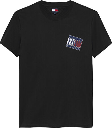 TOMMY HILFIGER Erkek Marka Logolu Bisiklet Yakalı Pamuklu Siyah T-Shirt DM0DM22127 BDS