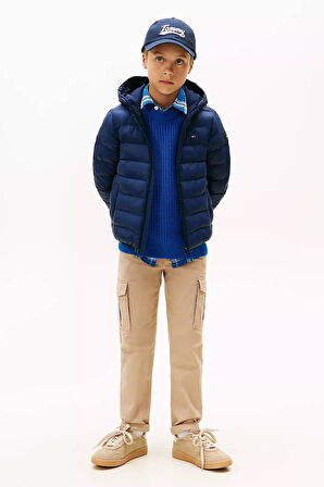 Unisex Çocuk Normal Kalıp Kapüşonlu Şişme Mont - Lacivert | 8 Yaş