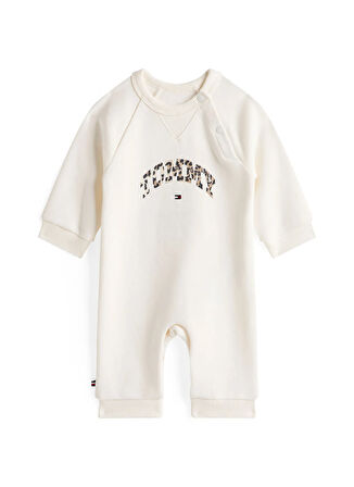 Tommy Hilfiger Leopar Desenli Regular Fit Ekru Bebek Tulum KN0KN02124YA8