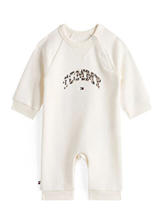 Tommy Hilfiger Leopar Desenli Regular Fit Ekru Bebek Tulum KN0KN02124YA8