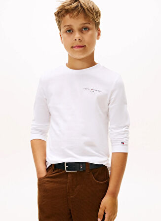 Tommy Hilfiger Nakışlı Beyaz Erkek Çocuk T-Shirt KS0KS00655YBR