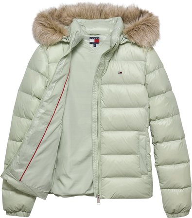TOMMY HILFIGER Kadın Marka Logolu Kapüşonlu Şık Görünümlü Full Fermuarlı Günlük Kullanıma Uygun Yeşil3 Mont DW0DW18312 M1C