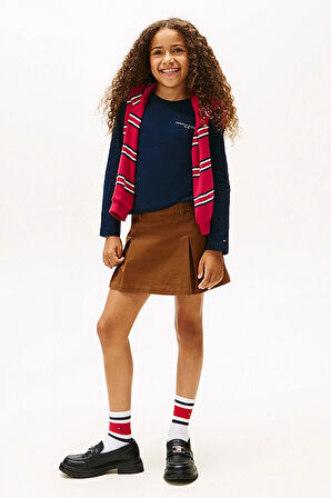 Unisex Çocuk Regular Kalıp Yazı Logolu Uzun Kollu T-Shirt - Lacivert | 8 Yaş