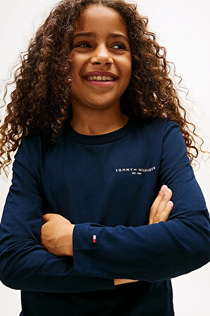 Unisex Çocuk Regular Kalıp Yazı Logolu Uzun Kollu T-Shirt - Lacivert | 12 Yaş