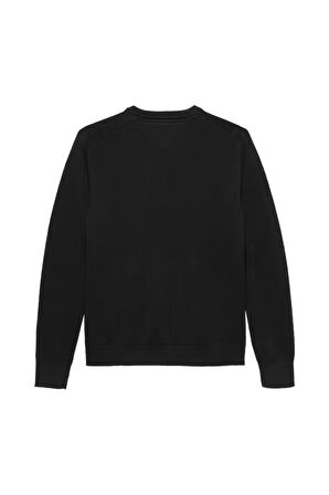 Erkek Slim Fit Bisiklet Yaka Triko Kazak - Siyah | L