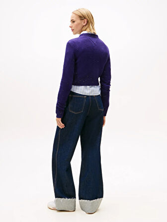 Tommy Hilfiger TJW Işıltılı Bayrak Desenli Kadın Mor Kazak DW0DW21690VLY