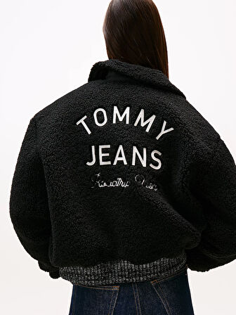 Tommy Hilfiger TJW Teddy Kolej Stili Bomber Kadın Siyah Ceket DW0DW21666BDS